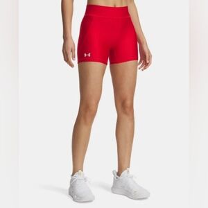 Under Armor Spandex Athletic Women's Compression Shorts Red Vollyball NWT S